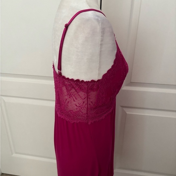 Mystique Intimates Fuchsia Lace Slip Dress – Size L, Adjustable Straps, EUC - Picture 6 of 10